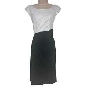Connected Apparel Black White Lace Bodice Dress Size 14 Timeless Classic Wedding
